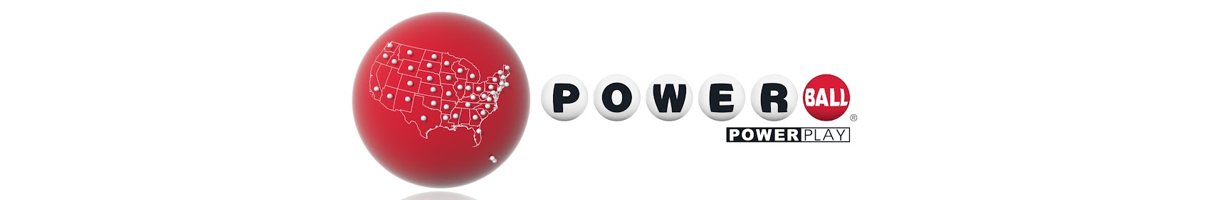 Powerball logo featuring a red lottery ball with a map of the United States and the PowerPlay feature.